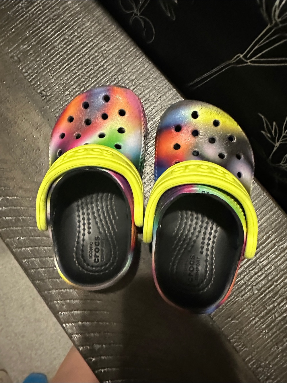 CROCS Kids Tie-Dye Clog with Neon Yellow Strap